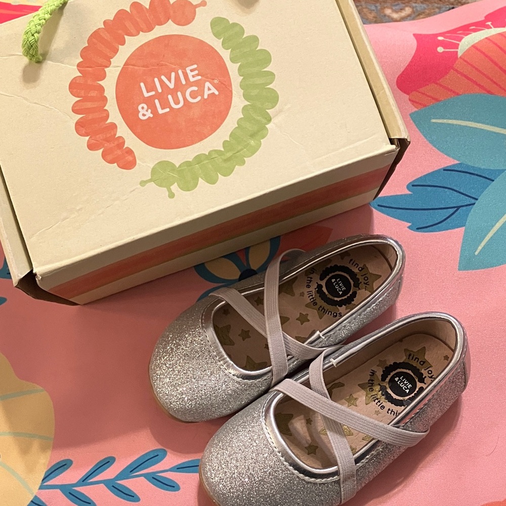Livie & Luca Silver Sparkle Kids Dress Shoes